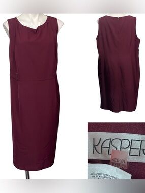 Kasper dress plus 20w Sleeveless Sheath knee length deep red Wine church office